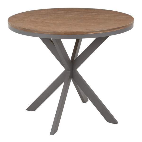 Lumisource X Pedestal Dinette Table with Grey Metal and Medium Brown Bamboo DT-XPEDSTL GYBN